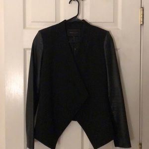 BCBG leather sleeved blazer